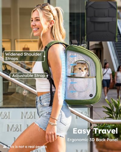 Pecute Cat Backpack Carrier, Spacious & Breathable Pet Backpack, Green - Image 4