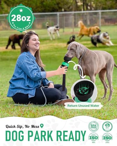 lesotc Dog Water Bottle Portable, 28oz Portable Dog Water Bottle with Bowl, Leak Proof Travel Bowl Dispenser for Dogs, One-Hand Squeeze Puppy Essentials for Walking, Hiking, Camping - Image 2