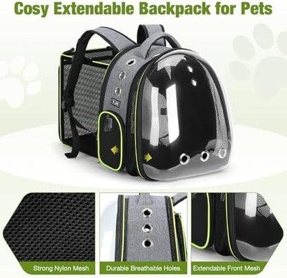 Lekereise Cat Bubble Backpack Carrier - Expandable Large Space Cat Backpack for Kitty Small Dog up to 18lbs, Transparent Pet Carrier for Travel, Hiking Gray - Image 3