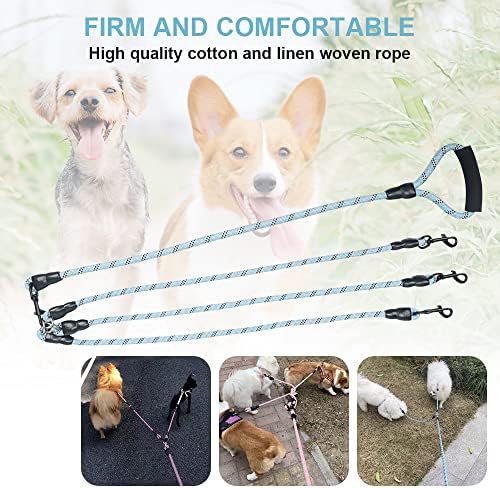Dual Dog Leash 360° Tangle-Free - Reflective Heavy Duty, Comfortable Handle for Small/Medium/Large Dogs, Support Multiple Rope Addition - Image 7