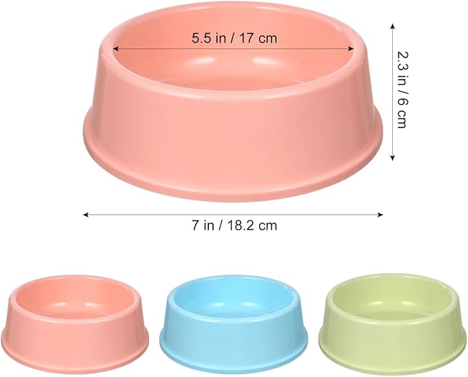 Balacoo 3 Pcs Large Plastic Dog Bowl, Candy Color Reusable Pet Food and Water Bowl, Stackable Dog Food Dishes for Puppy Cat Rabbit - Smooth Edges, Random Color