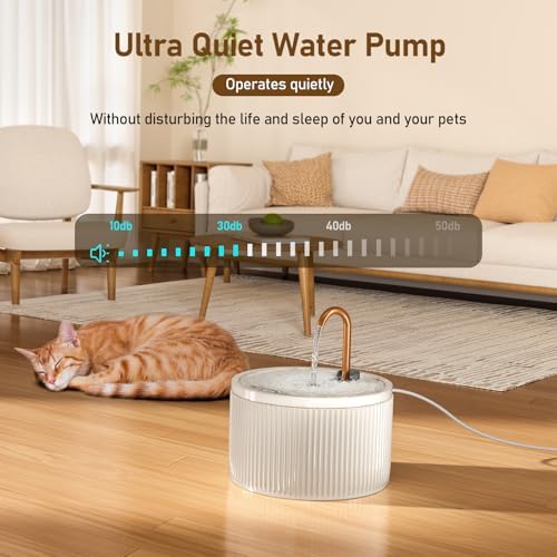 DOOOB Ceramic Cat Water Fountain, Ceramic Cat Fountain with Copper Spout - Image 3