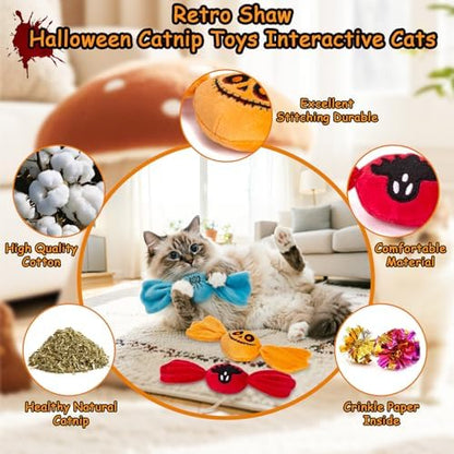 Retro Shaw Cat Toys for Indoor Cats,100% Pure Organic Catnip Filled Toys - Image 2