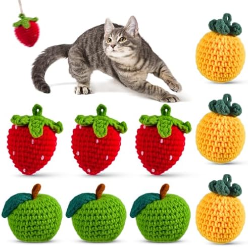 9-Pack Catnip Cat Toys Balls, Handmade Yarn Balls with Natural Silvervine Gall Fruit, Interactive Cat Nip Ball Toys for Indoor Kitten Kitty Enrichment & Stress Relief by Cipsken