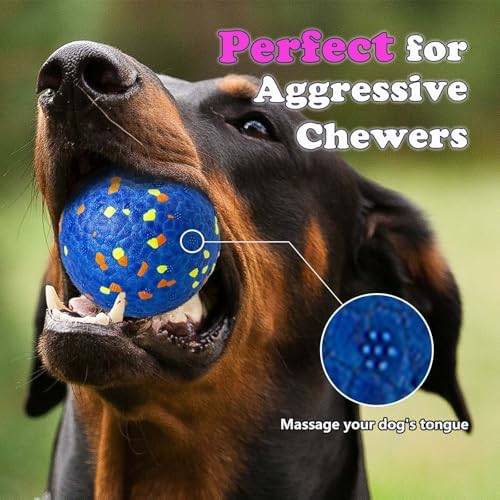 Dog Ball Toys Dog Tennis Ball for Aggressive Chewers Indestructible Bouncy Lightweight Water Toy Fetch Ball for Large Medium and Small Dog - Image 5