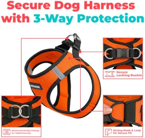 Voyager Step-in Air Dog Vest Harness - Orange/Black Trim, Medium - Image 2