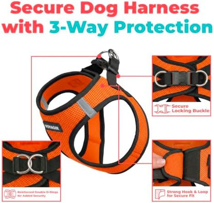 Voyager Step-in Air Dog Vest Harness - Orange/Black Trim, Medium - Image 2