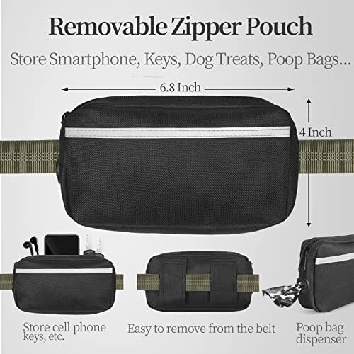 iYoShop Hands Free Dog Leash with Zipper Pouch, Large, Military Green - Image 2