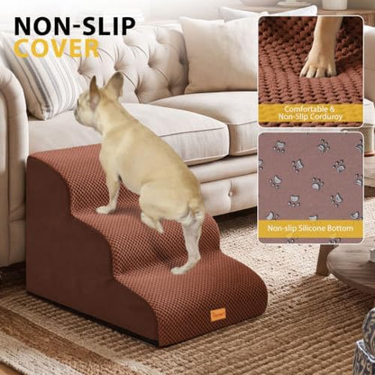 Dog Stairs for Small Dogs, 3-Step Non-Slip Foam Pet Steps for Couch Bed - Image 5