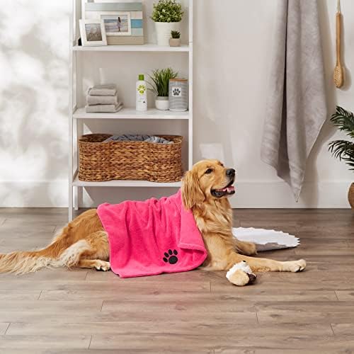 Bone Dry Pet Grooming Microfiber Towel, Embroidered Collection, X-Large,41x23.5, Raspberry Sorbet - Image 5