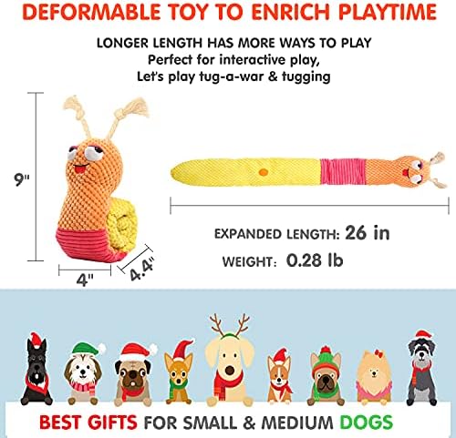lilfrd Dog Puzzle Enrichment Toy, Squeaky Crinkle Plush Snail Pup Toys - Image 4