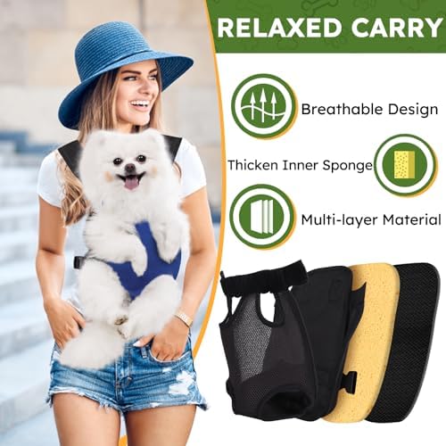 Pet Carrier Backpack, Hands-Free Adjustable Dog Front Carrier Legs Out & Easy-Fit Dog Backpack Carrier for Hiking Camping Traveling Cycling for Small Dogs and Rabbits (Medium, Blue) - Image 3