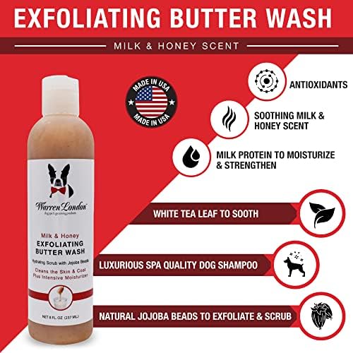 Warren London 8oz Butter Combo - Premium Dog Shampoo & Conditioner - Exfoliating Wash with Fragrant Leave in Conditioner - Detangler and Coat Moisturizer - Milk & Honey w/Guava & Mango - Image 2
