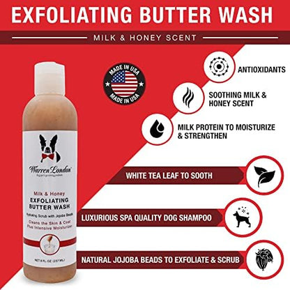 Warren London 8oz Butter Combo - Premium Dog Shampoo & Conditioner - Exfoliating Wash with Fragrant Leave in Conditioner - Detangler and Coat Moisturizer - Milk & Honey w/Guava & Mango - Image 2