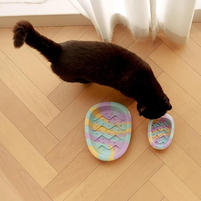 Colorful Slow Feeder Bowl for Large & Small Pets Silicone Easy to Clean Dog Food Bowl Slow Feed Dog & Cat Bowls for Interactive (Pink S)
