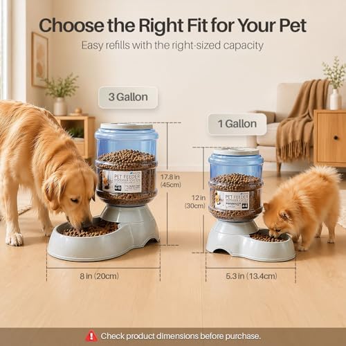 Flexzion Gravity Pet Feeder, Dog and Cat Food Dispenser, 1-Gallon Capacity - Image 3