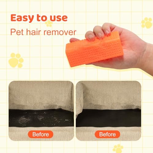 PEUTIER 2pcs Silicone Pet Hair Brushes, Convenient Block Roller Cleaner Reusable Pet Hair Carpet Brush Portable Carpet Cleaner Roller for Furnishings Sofa Carpets Couch Bedding (Yellow & Orange) - Image 5