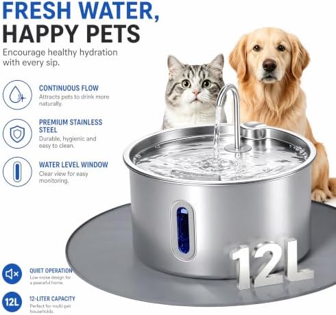 Stainless Steel Dog Water Fountain 12L for Large Dogs - Image 7
