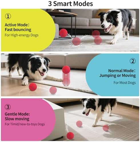 SCHITEC Interactive Dog Toy Ball, Automatic Moving & Bouncing Ball (Red) - Image 3