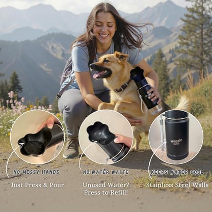 Stainless Steel Dog Travel Water Bottle, Double-Wall Vacuum Insulated Portable Dog Water Dispenser, Drink Cup and Snack Container On The Go, Outdoor Walking, Hiking, Travel, Water Bottle - Image 2