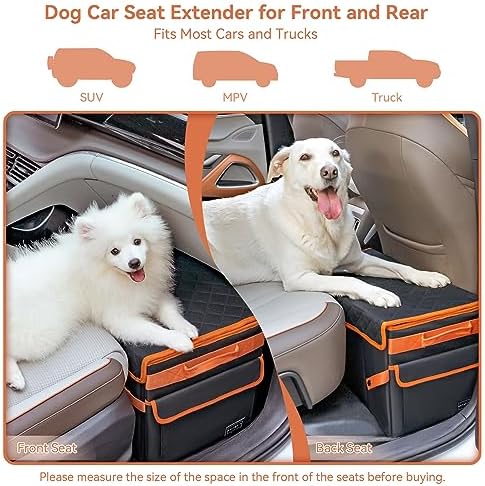 PETSFIT Back Seat Extender for Dogs, Dog Car Seat Extender with Storage, Collapsible Large Dog Car Seat for Dogs Up to 90 LBS (Black) - Image 2