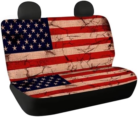 AFPANQZ Amrtica Flag Car Rear Bench Protective Car Seat Cover Back Seat Only for Car Truck SUVs Polyester Fabric Car Backseat Cover with Universal Fit Full Wrap Dust-Proof Cream by AFPANQZ