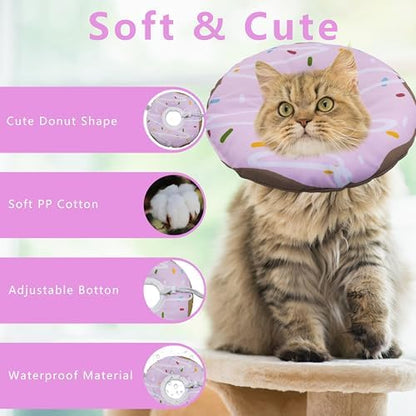 Seyezo Cat Cone Collar Soft, Adjustable Cat Recovery Cone Waterproof Purple - Image 3