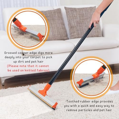 Carpet Rake for Pet Hair Removal, 57'' Long Handle Dog and Cat Hair Remover Tool to Fluff Rug, Stair Carpets and Couch Cleaning Rake - Image 3