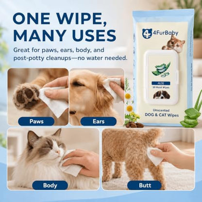 Dog Wipes for Paws and Butt, Unscented, 30 Count - Image 5