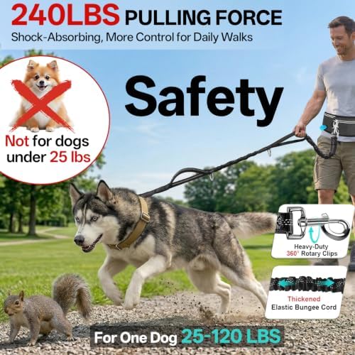 Hands Free Dog Leash, 240LB Heavy Duty Retractable with Fanny Pack - Image 2