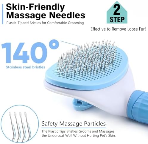 3PCS Dog Grooming Brush - Dog Brush for Shedding Massaging Bathing - Double Sided Shedding, Dematting Undercoat Rake - Self Cleaning Slicker Comb for Dogs and Cats with Long or Short Coats - Image 5