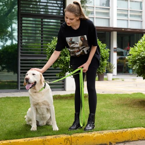 6 FT Green Nylon Reflective Dog Leash for Large Dogs with 2 Padded Handle - Image 2