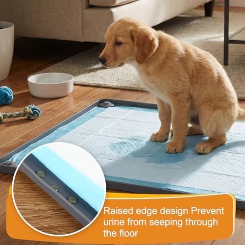 Nuanchu Pee Pad Tray Holder for Dogs, 23 x 23 Inch Silicone Dog Puppy Pad Holder with Four Fixed Points Stable Grip, Raised Edges, Quick-Wipe Dog Potty Tray for Indoor Flooring Protection - Image 4