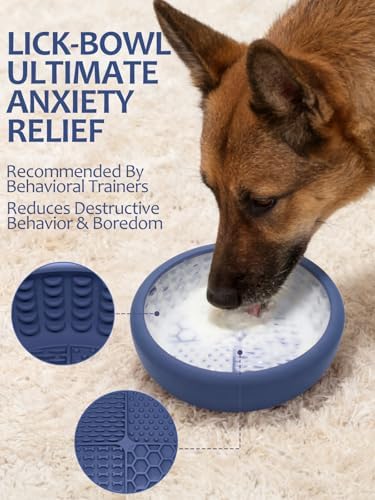Dog Lick Bowl for Large Dogs, Lick Mat, Slow Feeder Lick Bowl with Brush and Scraper,Strong Suction, Freeze Licking Bowl for Anxiety Relief, Enrichment & Distraction, Dishwasher Safe 7.6 * 3.5 inch - Image 3