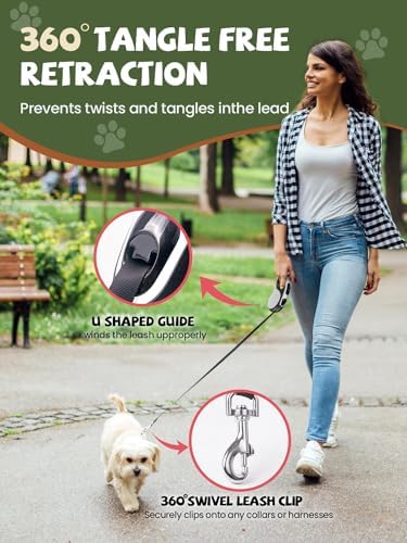 Retractable Dog Leash with Led Light, Douexio 16ft Rechargeable Walking Dog Leash for Small Medium Dogs Up to 66 lbs,360° Tangle-Free, One-Button Control, High Strength Hook - Image 6