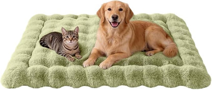 Large Dog Bed Mat, Extra Large Plush Faux Fur Washable Pet Bed for Large Dogs, Non-Slip Fluffy Dog Mat – Machine Washable XL Dog Sleeping Pad for Large Breeds, 35 x 27 Inch Green