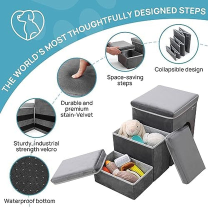 Foldable Pet Stairs with Cozy House & Storage - Image 6