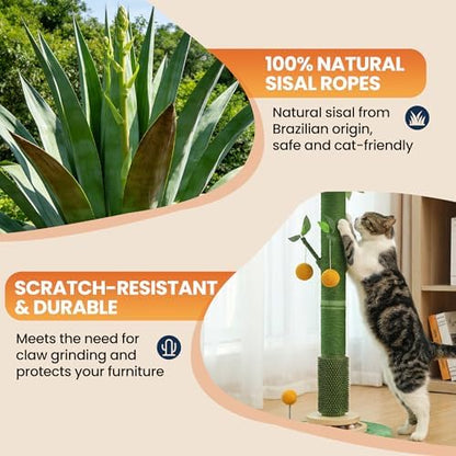 46" Extra Tall Cat Scratching Post for Large Cats, Sisal Rope - Image 5
