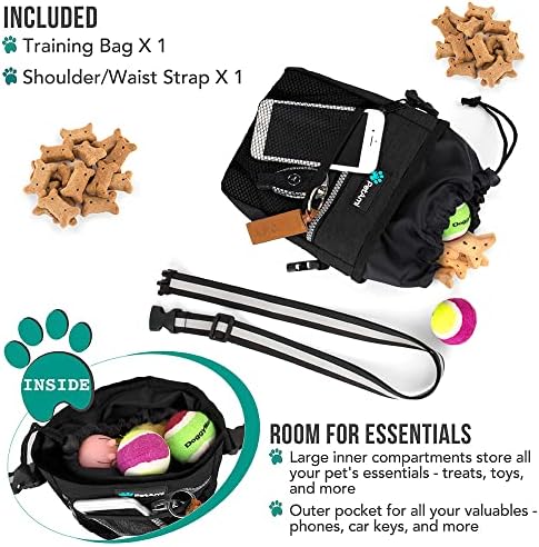 PetAmi Dog Treat Pouch, Pet Treat Pouch for Training, Dog Walking Bag Holder for Kibbles, Pet Food Toy, Dog Trainer Essentials Supplies, Poop Bag Dispenser, 3 Ways to Wear (Charcoal) - Image 2