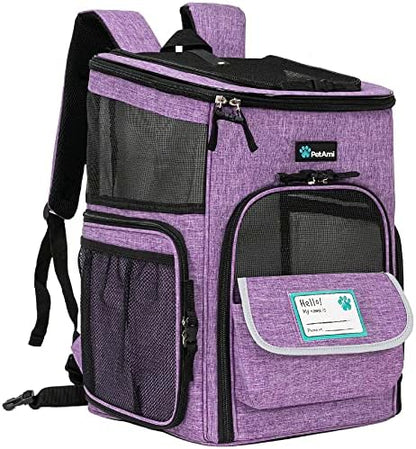 PetAmi Dog Backpack Carrier, Airline Approved 4-Way Entry Cat Bag, Purple by PetAmi