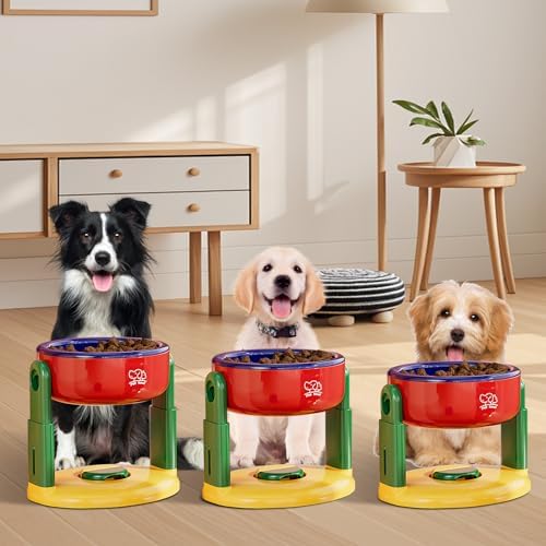 Liftable Pet Bowl, Adjustable Height Non-slip Dog Cat Dish, With Detachable Suction Cup, Feeder for Cervical Spine Protection, Anti-Tip Anti-Spill Food Water Bowls for Medium Large Pets (Red) - Image 5