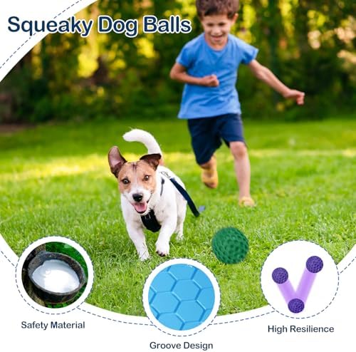 2 Pack Indestructible Squeaky Dog Balls for Aggressive Chewers, Interactive Dog Toys for Teething, Relieving Anxiety. Chew Toy for Large, Medium Breeds, Outdoor Rubber Balls. - Image 4