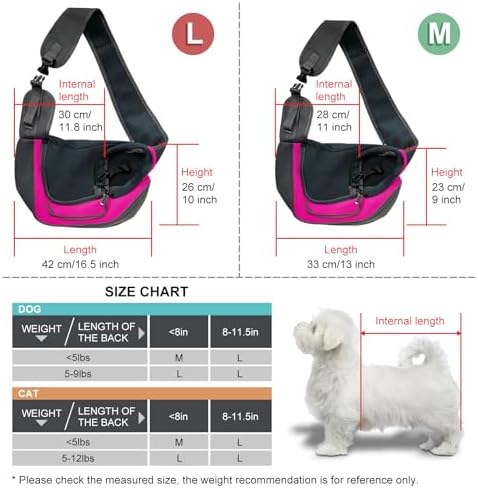 Small Dog Sling Carrier, Sling Pet Pouch to Wear Medium Dog Cat Travel Breathable, Soft-Sided Crossbody Puppy Carrying Purse Bag, L, Rose - Image 2