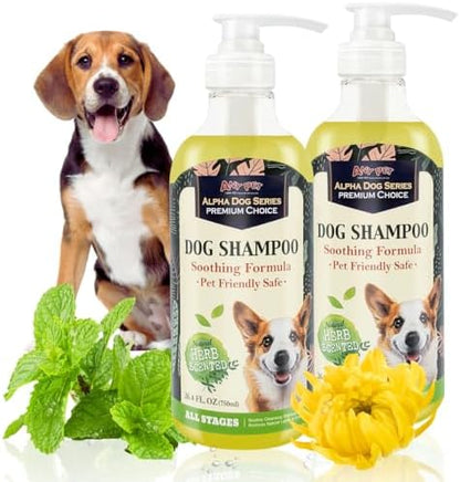 Grooming Natural Herbal Dog Shampoo, pH Balanced Shampoo for Dogs, Moisturizing Soothing Dog Shampoo for Sensitive Skin - 26.4 fl. oz. (Pack of 2) by AlphaDogSeries