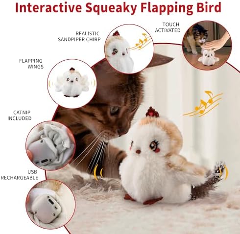Gigwi Flappy Bird Cat Toy, USB-Charged Squeaky Catnip Toy for Indoor Cats - Image 2