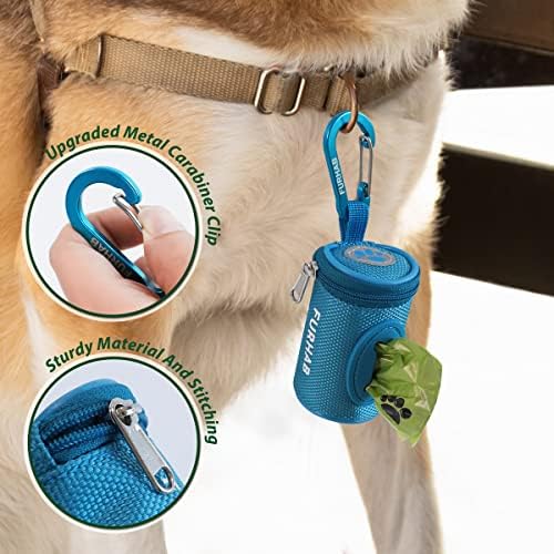FURHAB Dog Poop Bag Holder for Leash with Carabiner Clip Soft Fabric - Image 2