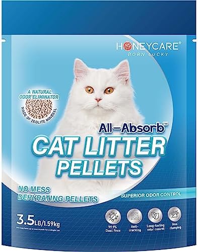 Honey Care All-Absorb Cat Litter Pellets, Zeolite, Long-Lasting Odor Control Non-climping Litter, 3.5 Lbs Pack by HoneyCare
