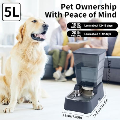 Meikuler Pets Auto Feeder 5.2L,Food Feeder and Water Dispenser Set for Medium & Large Dogs Cats and Pets Animals (Navy) - Image 4