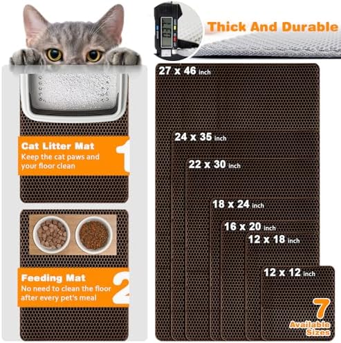 Cat Litter Mat 12"x12",Double Layer EVA litterbox Mat,Brown - Image 2