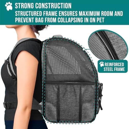 PetAmi Dog Backpack Carrier Airline Approved Cat Pet Puppy Bag, Grey - Image 6